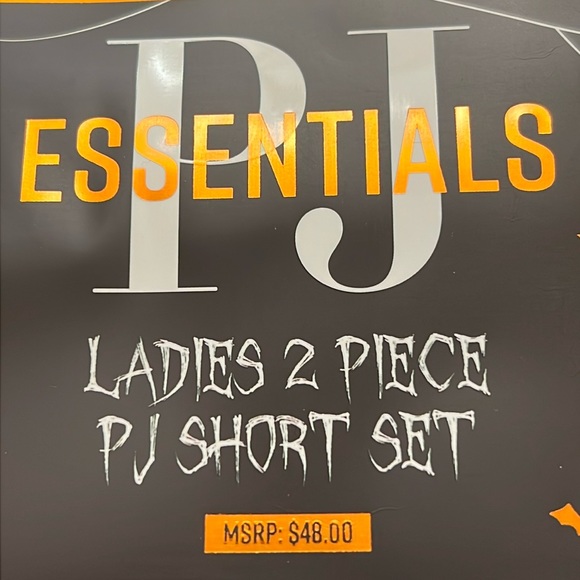 JACK O’LANTERN 2pc Pajama Set * 1X SHORTS Short Sleeve Button Down * Gray Orange - Picture 3 of 11